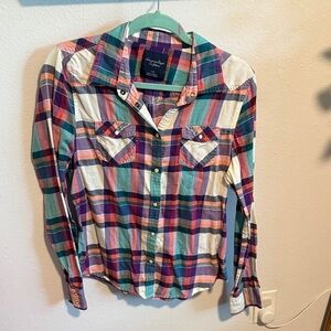 AE Colorful Plaid Button-Up Shirt